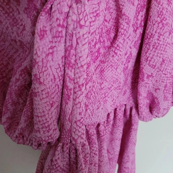 STINE Goya Aida Irene snakeskin pink top puffer sleeves fancy top blouse XXS - Picture 5 of 9
